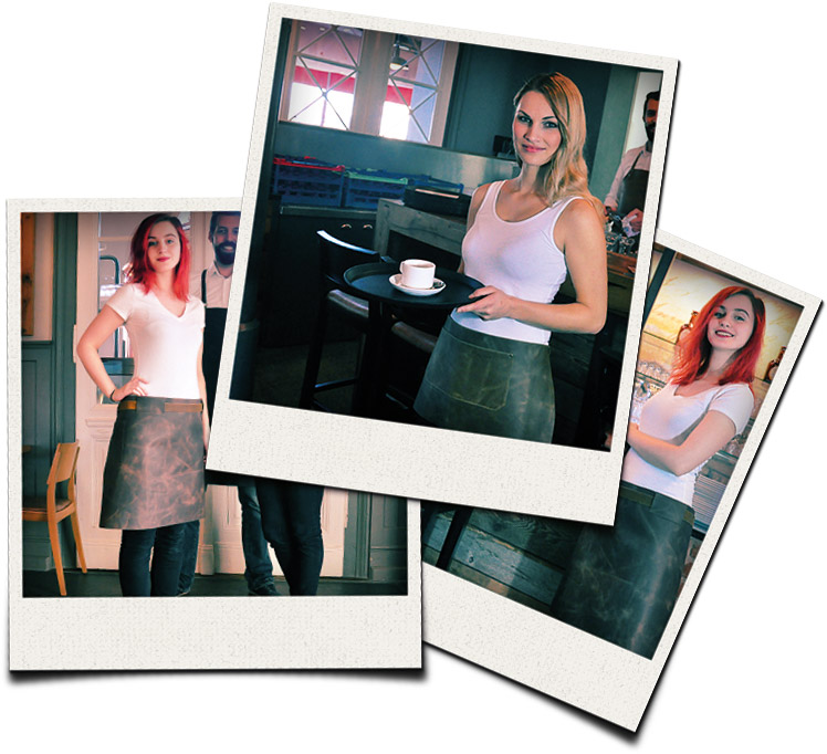 Polaroidbilder von Kellnerinnen und Kellnern